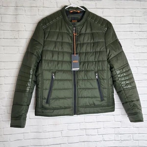 BOSS Hombres Orace Chaqueta Acolchada Reino Unido 52 Verde Militar Oscuro Ligero Abrigo de Diseñador - Imagen 1 de 18