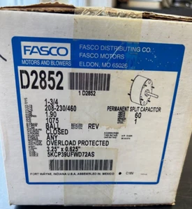 Fasco Motor Perm. Condensador Split Modelo D2852 HP 1-3/4 Voltios208-230/460 Amperios1.90 - Imagen 1 de 13