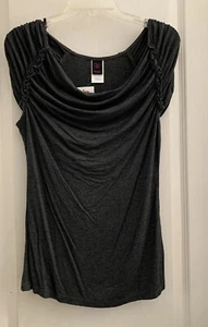 NEW W Wrapper Women's Shirt Blouse Dark Gray Short Sleeves Size Medium - Picture 1 of 7