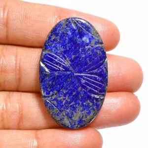 53.00 Cts Natural Lapis Lazuli Loose Gemstone Oval Carving 38X24X5 mm - Bild 1 von 6