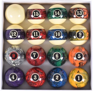 2-1/4”(57.15Mm) Pool Ball Set, Pool Table Balls, Complete 16 Marble Billiard Bal - Picture 1 of 12