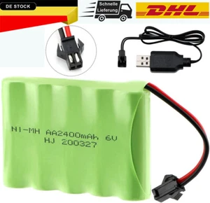 6V 2400mAh NI-MH Akku SM-2P 2Pin Stecker mit USB Ladekabel für RC Truck Auto - Bild 1 von 9