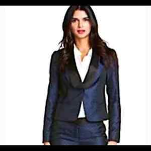 LAUNDRY By Shelli Segal Blue Black Tuxedo Button Career Blazer Coat Size 6