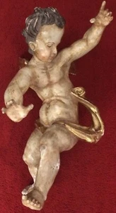 Holzgeschnitzter gefaßter Putto um 1800, beschädigt - Picture 1 of 8