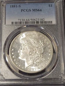 1881-S 1 $ Morgan Silber Dollar PCGS MS64 Blazing White Luster!!! - Bild 1 von 2