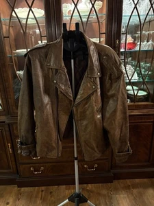 Dillard Roundtree and York Motorcycle Jacket Brown XL Full Zip Lined EUC Men's - Picture 1 of 14