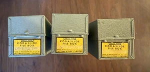 Lot Of 3 KODAK KODASLIDE 4 Dividers FILE SLIDE STORAGE Box METAL - Picture 1 of 3