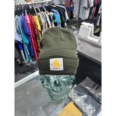 Gorro vintage Y2K Carhartt verde oliva tejido logotipo bordado OSFA Foto 1 de 4