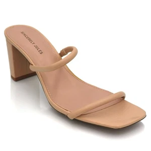 Sandalias SINCERELY JULES con Tiras Tostadas 9.5 M Cuadradas Puntera Abierta Deslizables Informales Elegantes - Imagen 1 de 13