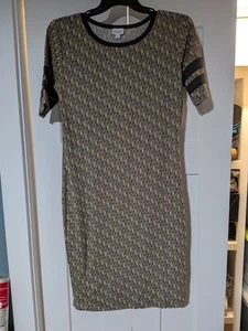 Lularoe Damen Julia Kleid Größe L Kurzarm Form Fit Stretch Abstrakt Freizeit - Bild 1 von 6