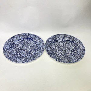 2 QUEEN'S Churchill Salatteller blau weiß viktorianisch Calico Chintz Blumen Paar - Bild 1 von 4