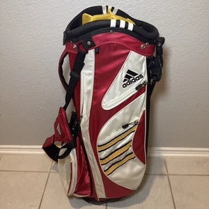 Golf Stand Bag ADIDAS 6 Div RED BLACK White Yellow Shoulder Strap - Picture 1 of 10