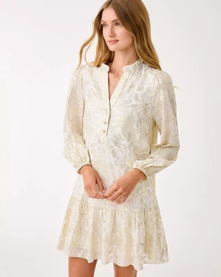 NWT Lilly Pulitzer Evaline Silk Dress Coconut Floral Bloom Silk , Full Size . - Image 1 of 4