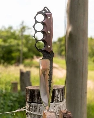 CUSTOM HANDMADE HIGH CARBON STEEL HUNTING BOWIE KNIFE WITH LEATHER SHEATH - Image 1 of 2