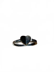 Sterling Silber Herz Ring .925 Größe 6 schwarzes Onyx Inlay - Bild 1 von 7