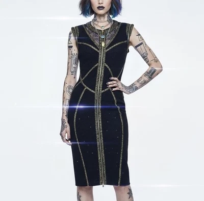 Sexy Mini Vestido Club Vintage Años 90 Malla Bodycon Negro Manga Larga Foto 1 de 4