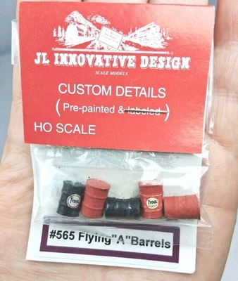 JL innovative Design 5 Red & Black Flying "A" Oil Barrels #565 HO Scale NEW - Image 1 of 3