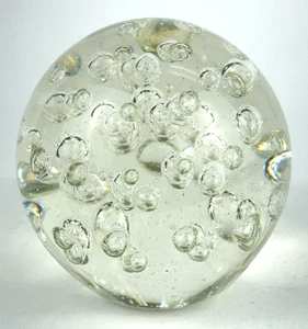 Suspended Bubbles Clear Art Glass Ball / Paperweight 4" - Picture 1 of 2