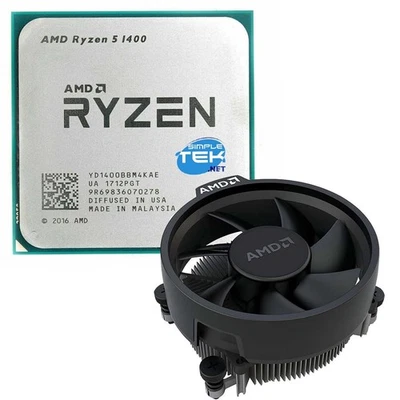 AMD Ryzen 5 1400 CPU Processor AM4 With Heatsink Without Gpu Integrated Card V - Image 1 of 4