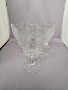 6 Vintage Jeannette Glass Iris Herringbone Clear Depression Water Glasses 5 3/4" - Picture 1 of 4