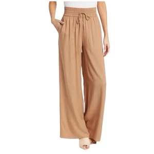 Pantalones Melrose & Market Tostados Pierna Ancha L Rayón Cintura Calada Cordón Bolsillos - Imagen 1 de 8