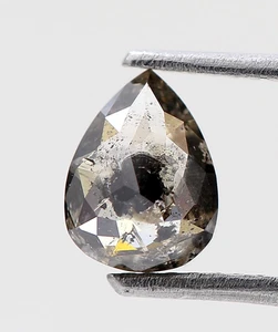 PEAR SHAPE SALT PEPPER COLOR DIAMOND 1+CT ROSE CUT DIAMOND FANCY NATURAL DIAMOND - Foto 1 di 11