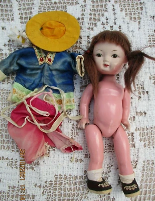 Poupée chinoise habit traditionnel antique chinese doll 1930 - Photo 1/4