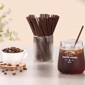 Double-Hole Coffee Straw Anti-scalding Plastic Coffee Stirring Stick Brown - Picture 1 of 10
