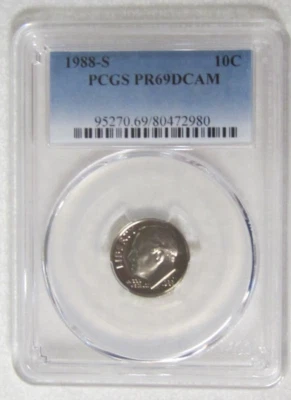 1988 S Proof Roosevelt Dime - PCGS PR 69 DCAM Deep Cameo (2980) Guide $16 - Image 1 of 2