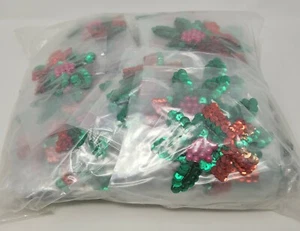 Wholesale Lot Mistletoe Holly Christmas Beaded Sequined Applique Sew On Craft - Picture 1 of 3