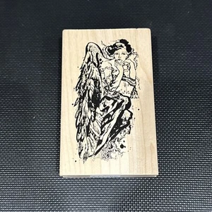 Vintage Rarität Acey Deucy verschlungen P5-820 Holzstempel selten Engel Schutzengel - Bild 1 von 14