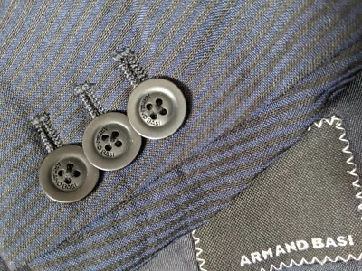 Unconstructed Puckered Seersucker stripe Textured Wool Poly Blazer Jacket 42R 52 - Image 1 of 4