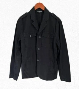 James Perse schwarze Militärjacke Knopfleiste Baumwolle Canvas Fronttaschen Größe 1 - Bild 1 von 8