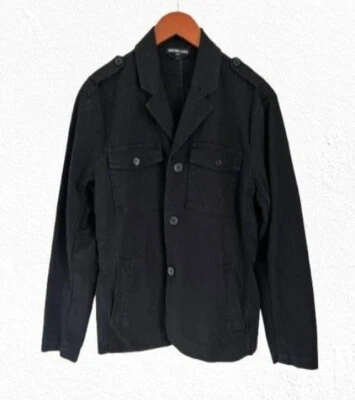James Perse Black Military Jacket Button-Up Cotton Canvas Front Pockets Size 1 - Image 1 of 4