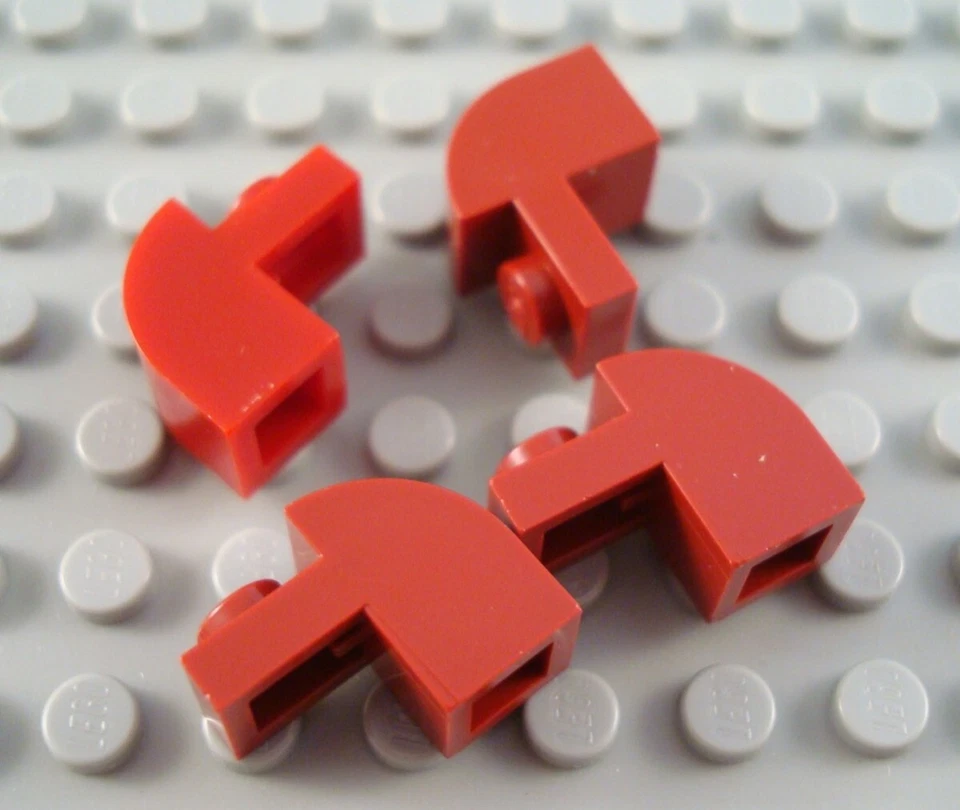 New LEGO Lot of 4 Dark Red 1x2x1 1/3 Curved Top Bricks - Image 1 of 1