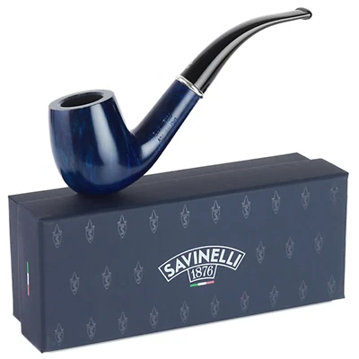 Pipa de tabaco Savinelli Arcobaleno azul liso 606KS 6mm filtros Briar NUEVO Foto 1 de 4