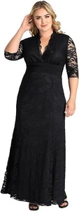 Kiyonna Womens Black Screen Siren Lace Evening Gown Long Maxi Dress Size US 2 - Picture 1 of 7