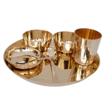 Kansa Plate &Bowl Non Toxic Dinnerware Set Bronze Kitchen Utensils 10.5 Inch - Image 1 of 4