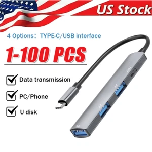 USB C Hub 4 Ports Type C to USB 3.0 Hub Adapter For MacBook Pro Mac Samsung Lot - Picture 1 of 8