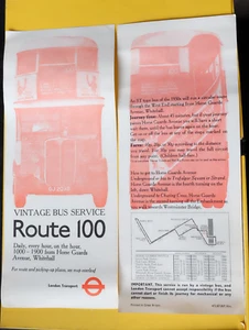 LONDON ROUTE 100 VINTAGE BUS SERVICE LEAFLET / FLYER 1972. 472-072RP/30m. ST 922 - Picture 1 of 5