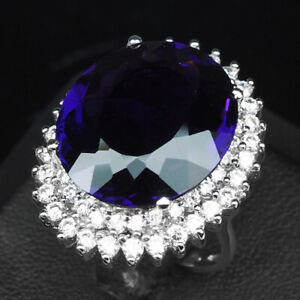 Change Purple Amethyst Oval 16.70 Ct. 925 Sterling Silver Ring Size 6.25 Gift