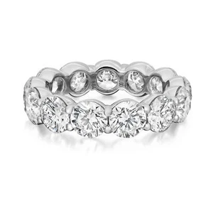 Round Cut Lab Grown Diamond Eternity Band Ring 14K White Gold 6.64Cttw Size 5 - Picture 1 of 4