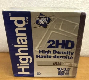 Highland 3.5" 3M IBM Formatted 2HD High Density Diskettes 10 Floppy Disks - Picture 1 of 6