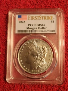 2023 Morgan silver dollar PCGS MS 69 First Strike - Picture 1 of 2