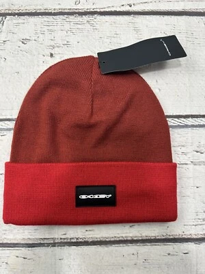 Oakley Pom TC Stretch Logo Beanie Knit Hat Logo Unisex Brand Red Ski New NWT - Image 1 of 4