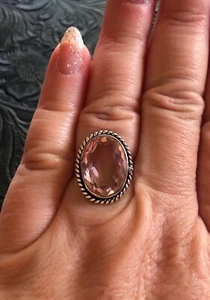 Erdbeere Limonade Rosa Mystic Regenbogen Ring Größe 7 Seil Einfassung Handwerker Südwesten - Bild 1 von 3