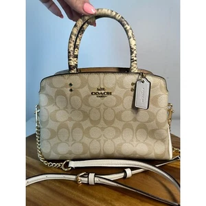 Coach Women's Mini Lillie Signature Snakeskin Canvas Carryall Designer Purse - Picture 1 of 17