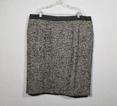 Boden Black & White Tweed Wool Blend Ribbon Waist Pencil Knee Skirt Sz US 18L - Image 1 of 4