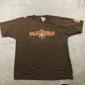 Akademiks Shirt Mens XL Brown Orange Short Sleeve Hiking Casual Y2K * - Picture 1 of 15