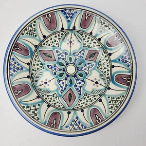 Nuevo Plato Marroquí Tazón Plato Cerámico Gres 9" Azul Artesanal Arte Cerámica - Imagen 1 de 7